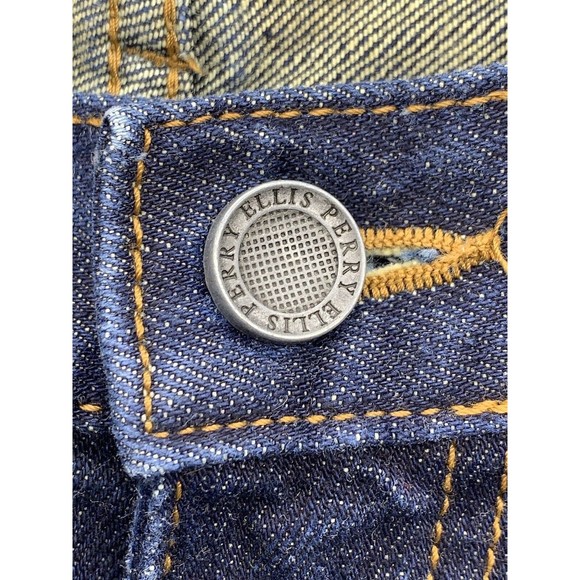 VTG Perry Ellis Denim Jeans Men's Size 34X30 Blue Factory Distressed Bootcut - Picture 13 of 16